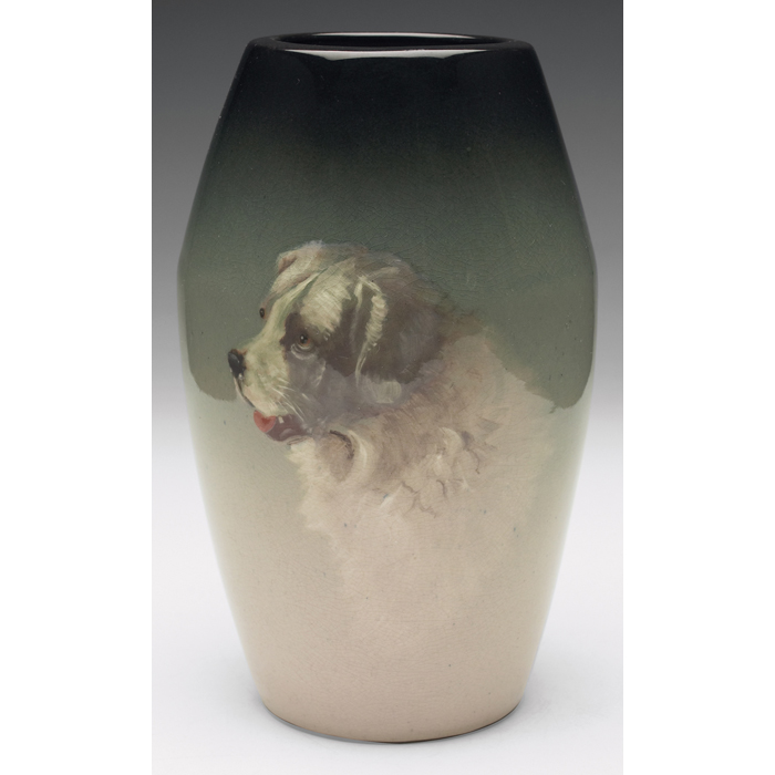 Appraisal: Weller Eocean vase tapered shape with a portrait of a