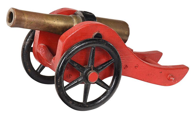 Appraisal: Small Brass Signal Cannon - in brass cannon set in