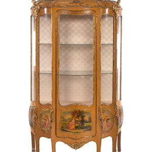 Appraisal: A Louis XV Style Gilt Metal Mounted Painted Vitrine Second