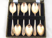 Appraisal: A boxed set of six decorated Celtic point silver tea