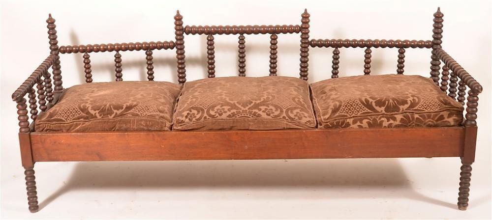 Appraisal: American Victorian Spool Turned Day Bed American Victorian Spool Turned