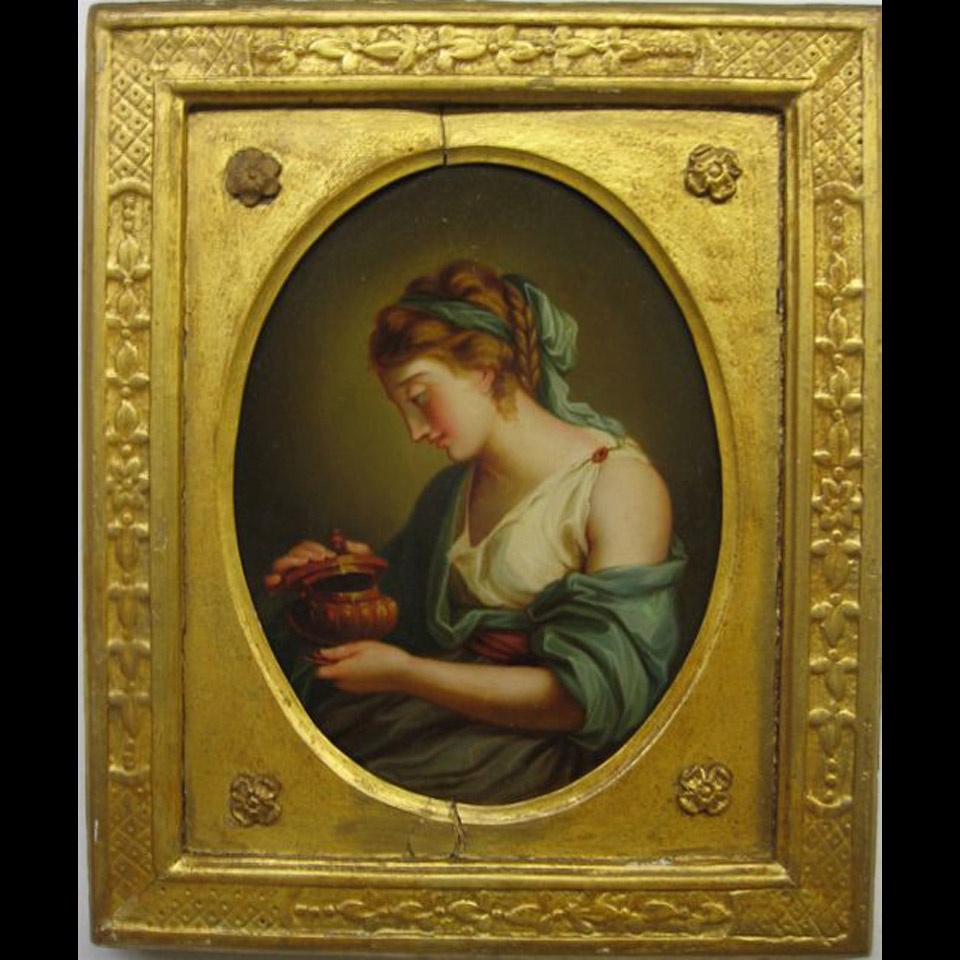 Appraisal: PANDORAS BOX A MUSE TH CENTURY PAIR OF OVAL OILS