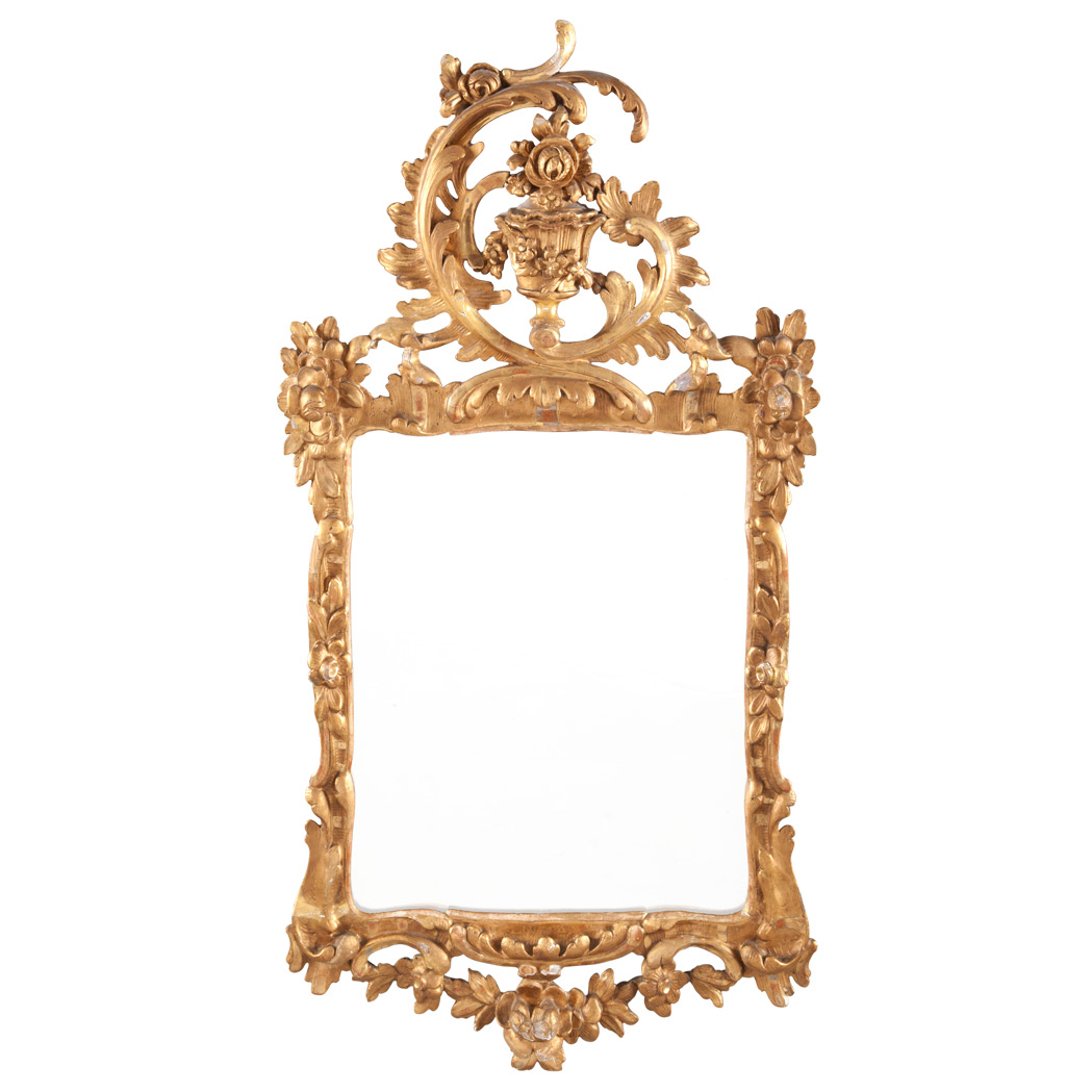 Appraisal: Continental Giltwood Mirror Mid th century The beveled mirror plate