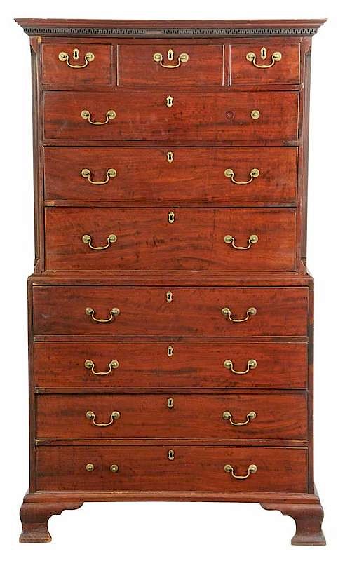 Appraisal: George III Mahogany Chest on Chest British th century figured