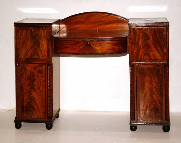 Appraisal: A Regency inlaid mahogany pedestal sideboard first quarter th century