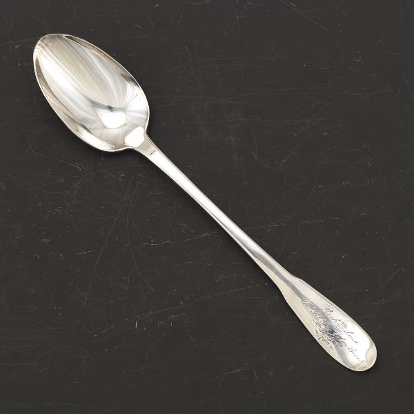 Appraisal: GORHAM VINTAGE ROCHAMBEAU SILVER PLATED STUFFING SPOON ARMORIAL PRESENTATION COMMEMORATIVE