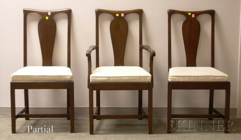 Appraisal: Set of Twelve Queen Anne Style Mahogany Dining Chairs with