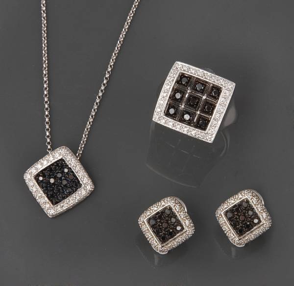 Appraisal: A collection of black and white diamond and k white