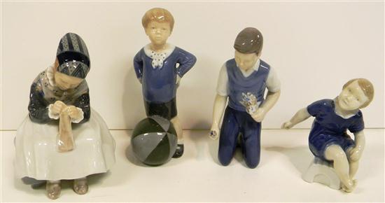 Appraisal: Four Royal Copenhagen figurines including '' '' the ''Woman Knitting''