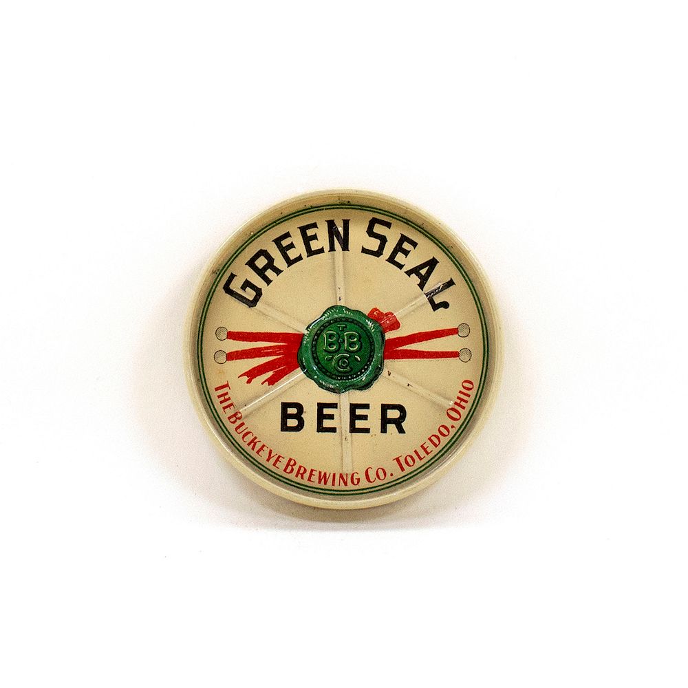 Appraisal: Buckeye Brewing Green Seal Beer Tip Tray Reference n a