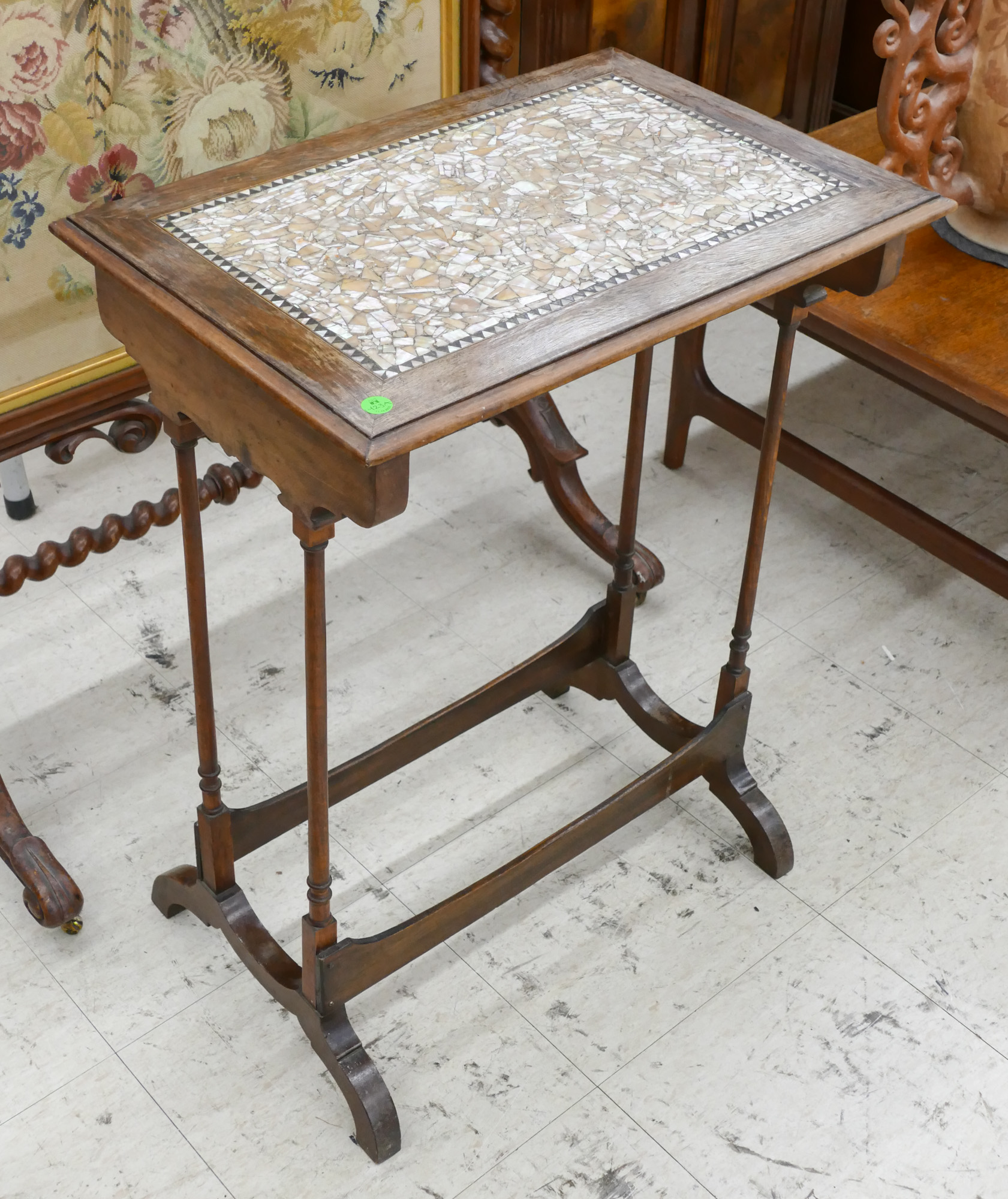 Appraisal: Antique English Abalone Inlaid Side Table- x x