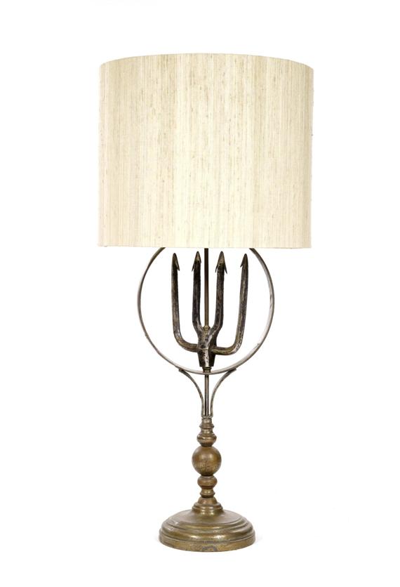 Appraisal: TABLE LAMP modern Iron and brass Shaft in the shape