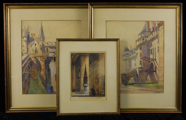 Appraisal: JOHN KELL th century FIVE FRAMED WORKS ON PAPER four