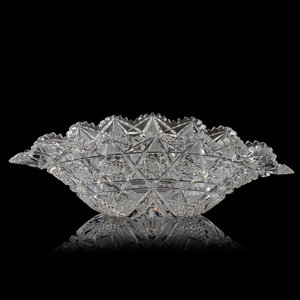 Appraisal: A J Hoare Brilliant-Period Cut Glass Napoleon's Hat Bowl in