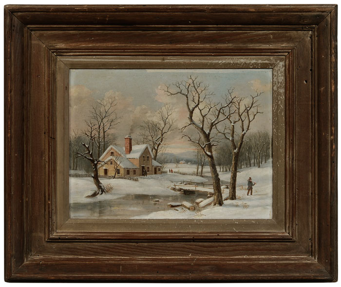 Appraisal: American School th century Winter Scene with House by a