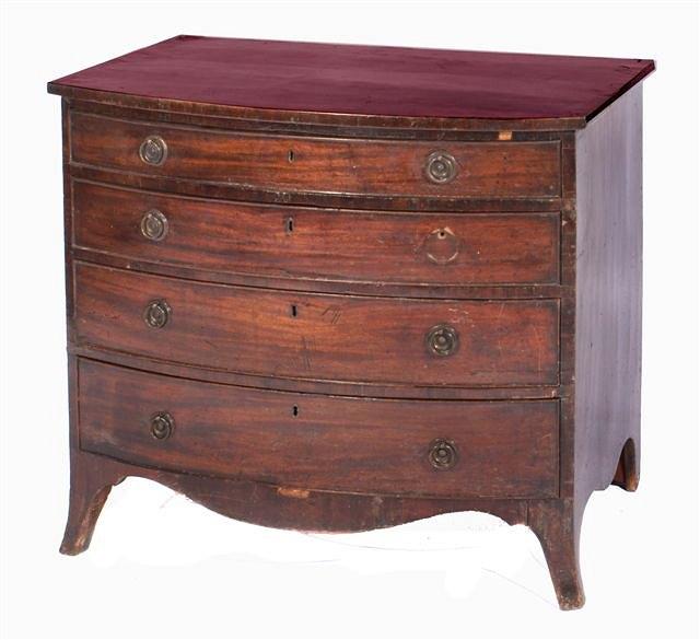 Appraisal: A Georgian bow fronted mahogany chest of drawers with four