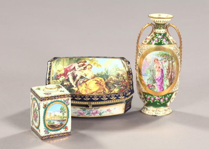 Appraisal: Three-Piece Group of Continental Porcelain consisting of a large Limoges