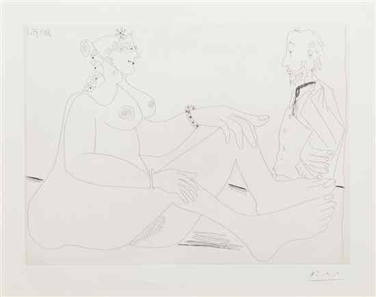 Appraisal: Pablo Picasso Spanish - Man and Woman from Series etching