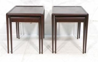 Appraisal: Two Pair Nesting Tables ROBSJOHN GIBBINGS Dark Wood Elegant spindle