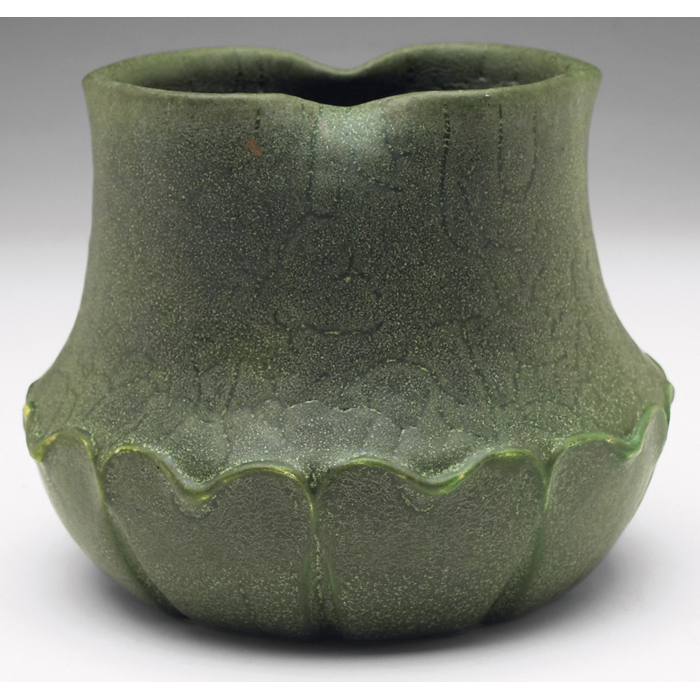 Appraisal: Good Grueby vase unusual form covered in a mottled green