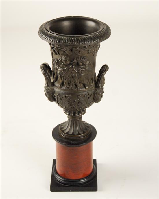 Appraisal: A L th C Bronze Urn on a red marble