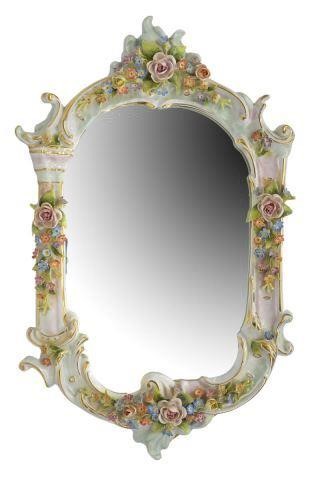 Appraisal: German Dresden style porcelain framed wall mirror early th c