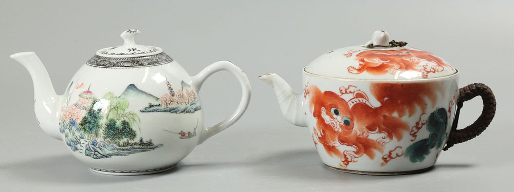 Appraisal: Chinese porcelain teapots possibly Republican period th c porcelain teapot