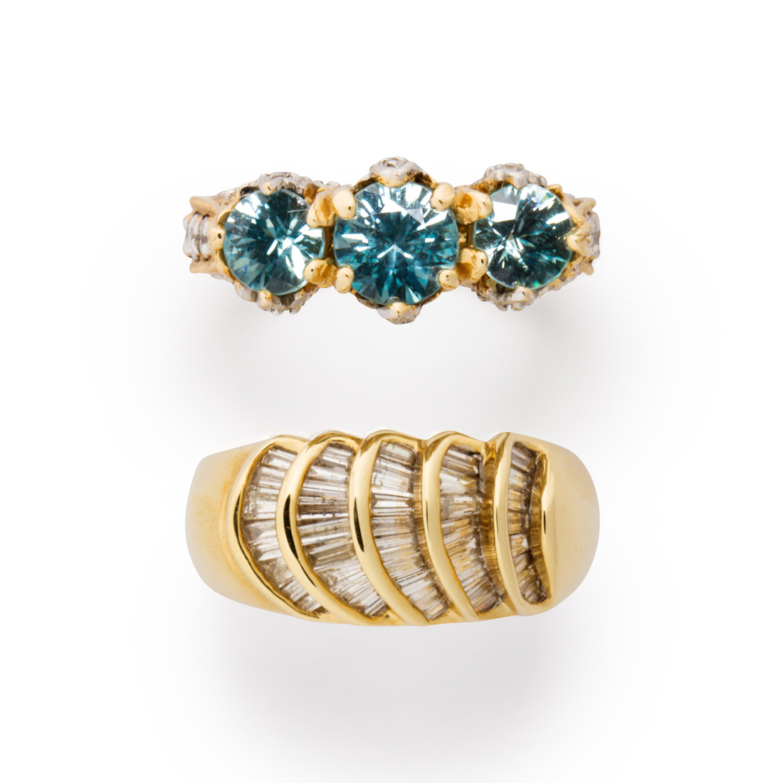 Appraisal: A GROUP OF CZ BLUE ZIRCON AND FOURTEEN KARAT GOLD