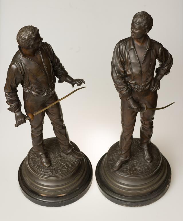 Appraisal: LARGE PAIR OF FRENCH SPELTER FIGURES OF GENTLEMEN FENCERS c