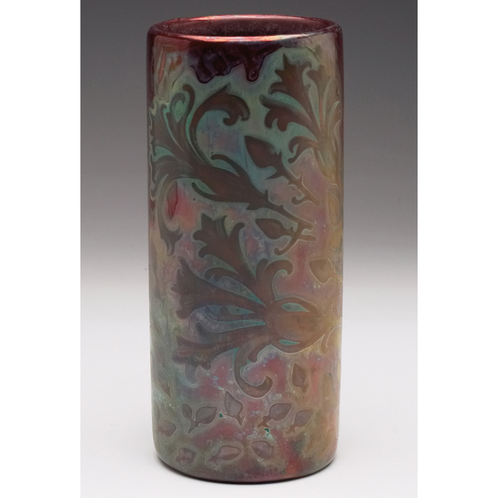 Appraisal: Weller Sicard vase cylindrical shape covered in a colorful metallic