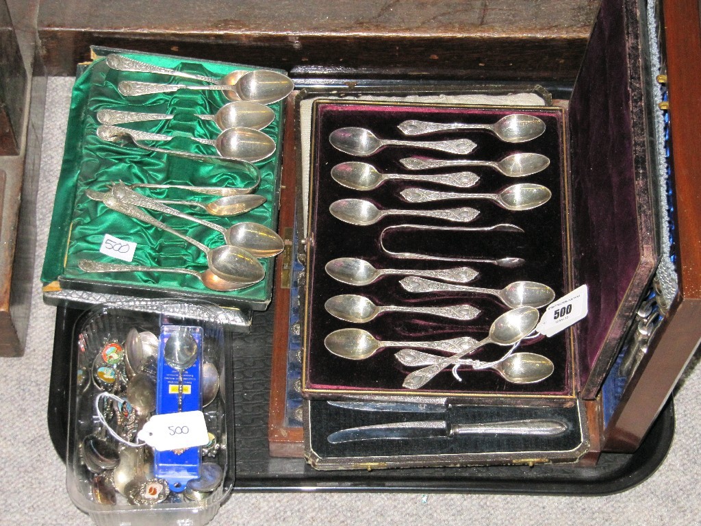 Appraisal: Tray lot of EP - cutlery spoon sets etc