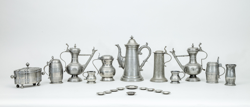 Appraisal: GROUP OF TWENTY-ONE ENGLISH AND CONTINENTAL PEWTER ARTICLES Comprising two