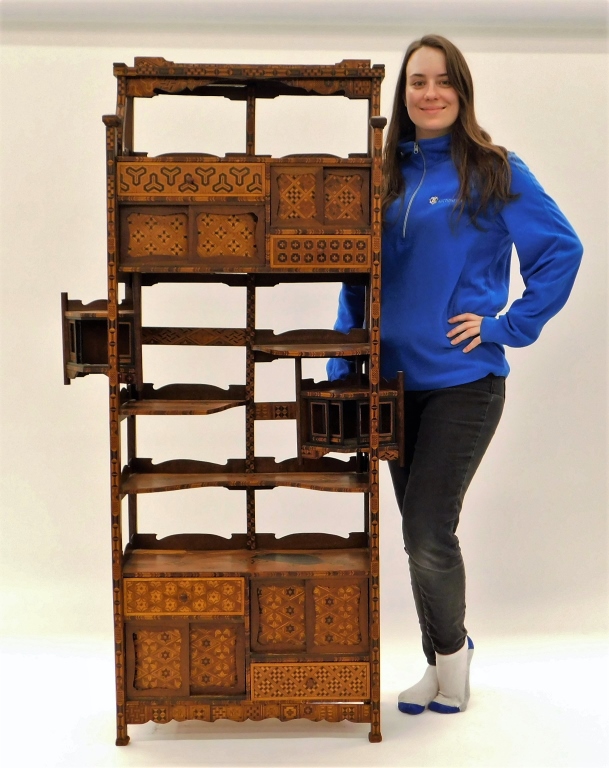 Appraisal: EXQUISITE C JAPANESE INLAID ETAGERE Japan th CenturyDelicate etagere with