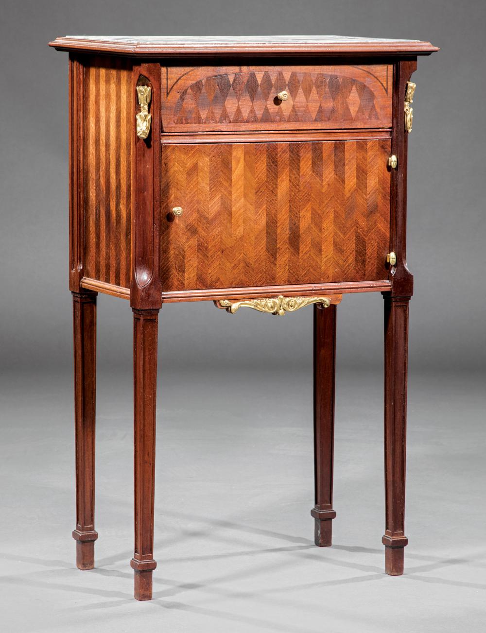 Appraisal: French Bronze-Mounted Mahogany and Parquetry Commode probably early th c