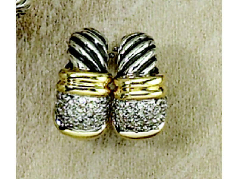 Appraisal: DAVID YURMAN EARRINGS Sterling silver and k yellow gold fluted