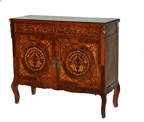 Appraisal: A Louis XVI style marquetry inlaid side cabinet height in