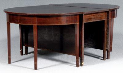 Appraisal: Mahogany dining table three sections richly figured mahogany banded skirts