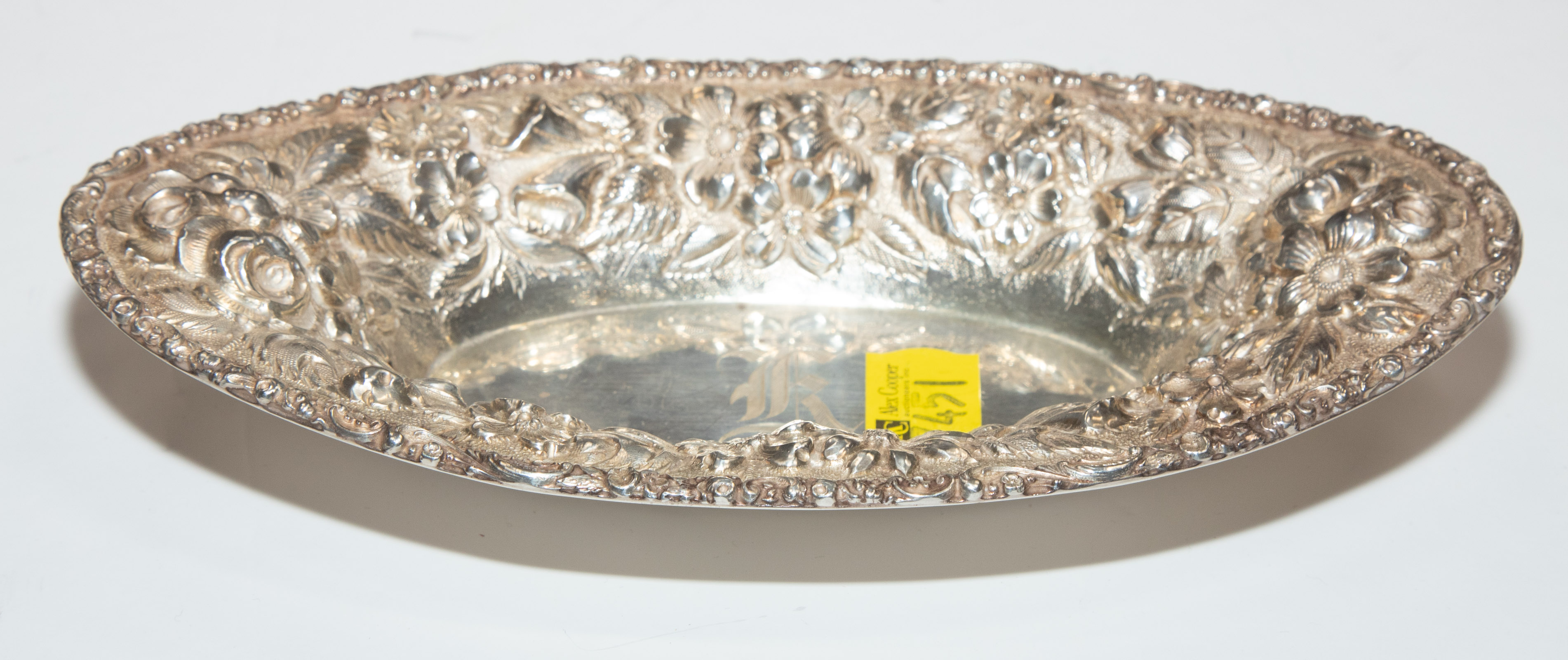 Appraisal: STIEFF HAND CHASED STERLING REPOUSSE DISH Circa model centered with