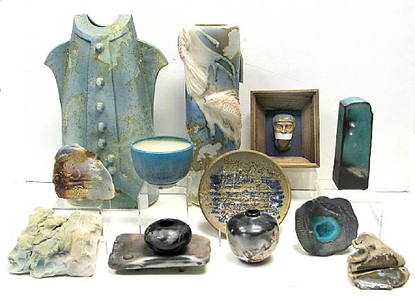 Appraisal: Thirteen pieces of art pottery in various turquoise blue glazes