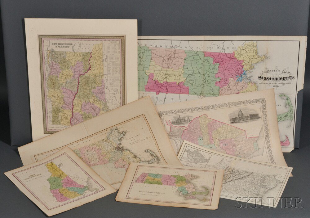 Appraisal: New England Virginia Washington D C Seven Atlas Maps Three