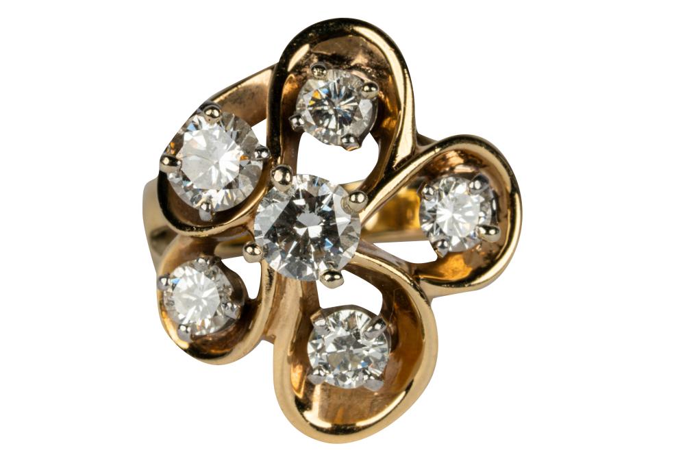 Appraisal: KARAT GOLD DIAMOND CLUSTER RINGcontaining five round brilliant cut and