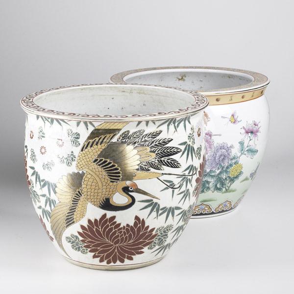 Appraisal: ASIAN Two Chinese porcelain jardinieres or goldfish bowls th C