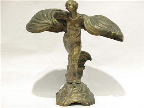 Appraisal: ART NOUVEAU BRONZE FIGURE OF A WOMAN Mounted as a