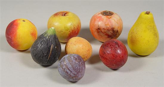 Appraisal: Group of Stone Fruit Eight pieces including pear apple plum