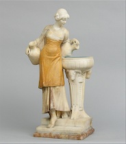 Appraisal: A Giorgi Sculpted Alabaster Maiden with Fountain Lamp ca early