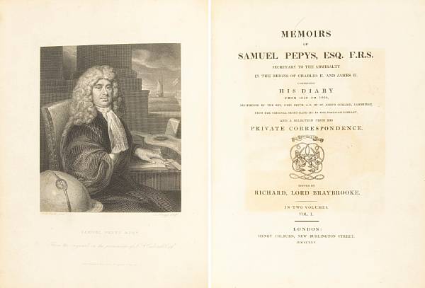 Appraisal: PEPYS SAMUEL - Memoirs of Samuel Pepys Esq F R