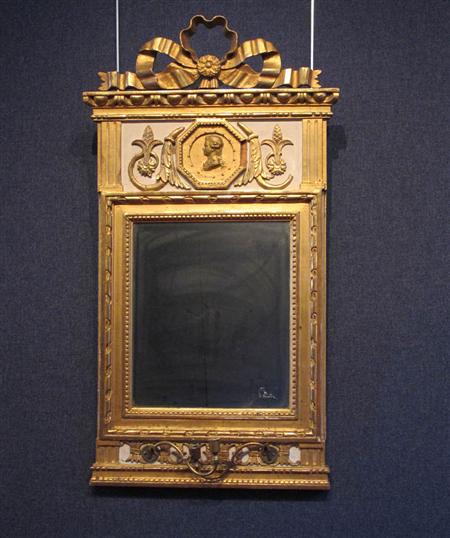 Appraisal: An early th century Swedish giltwood wall mirror of tall