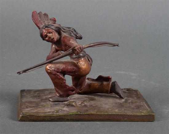 Appraisal: Carl Kauba Austrian - ''Archer '' painted bronze figure modeled