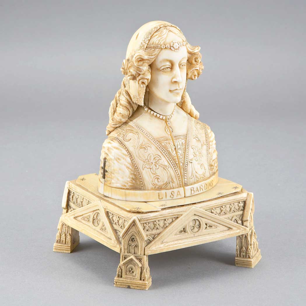 Appraisal: Continental Renaissance Style Ivory Triptych Bust Late th century The