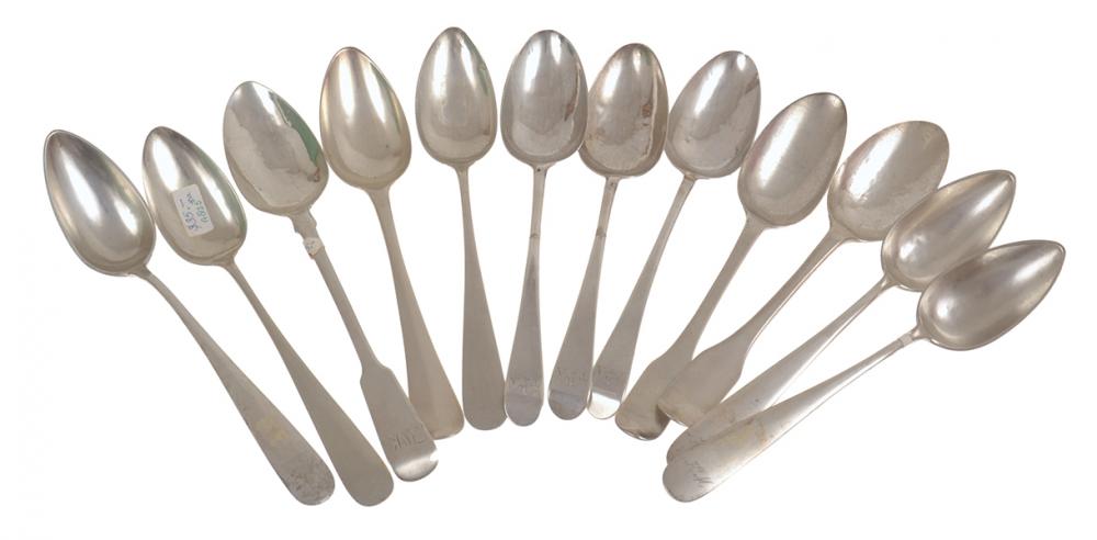 Appraisal: COLLECTION OF TWELVE ASSORTED SILVER DINNER SPOONS INCL GERMAN AUSTRO-HUNGARIAN